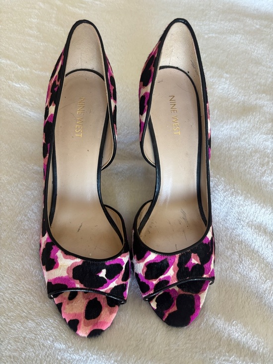 Nine West Shoes - NWOT Nine West Pink & Black Leopard Peep-Toe Heels
